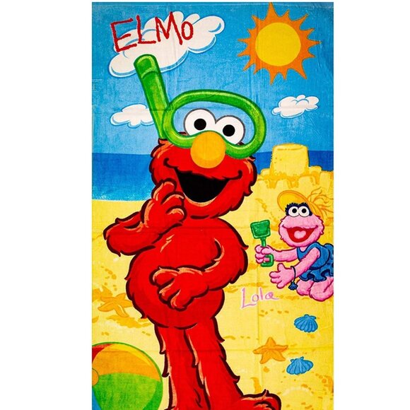 Sesame Street Elmo & Lola 100% Cotton Pool Bath Beach Towel - Picture 1 of 1